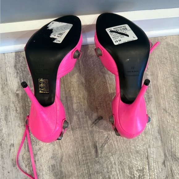 Balenciaga Cagole Pink Strappy Leather Heels NEW - Picture 11 of 13